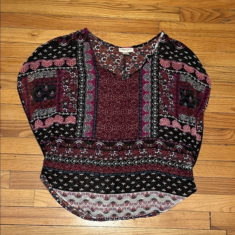 Belle Du Jour Multicolor Boho Shear Blouse Cove up
